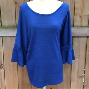 Ruby Road Blue Tunic w/Crochet Embellishments NWT